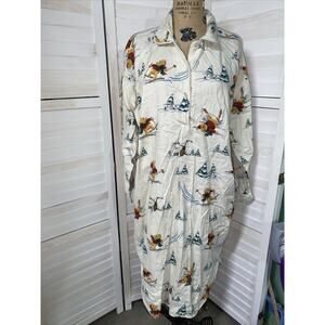 Disney Store Winnie The Pooh On Skis Winter Cozy Comfy Warm Flannel Gown L/XL